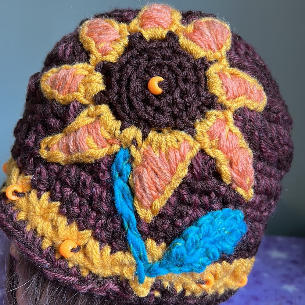 Crochet beanie medium wool yarn new - Picture 2 of 6